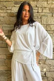 Lindin Linen Blend Kimono Top White